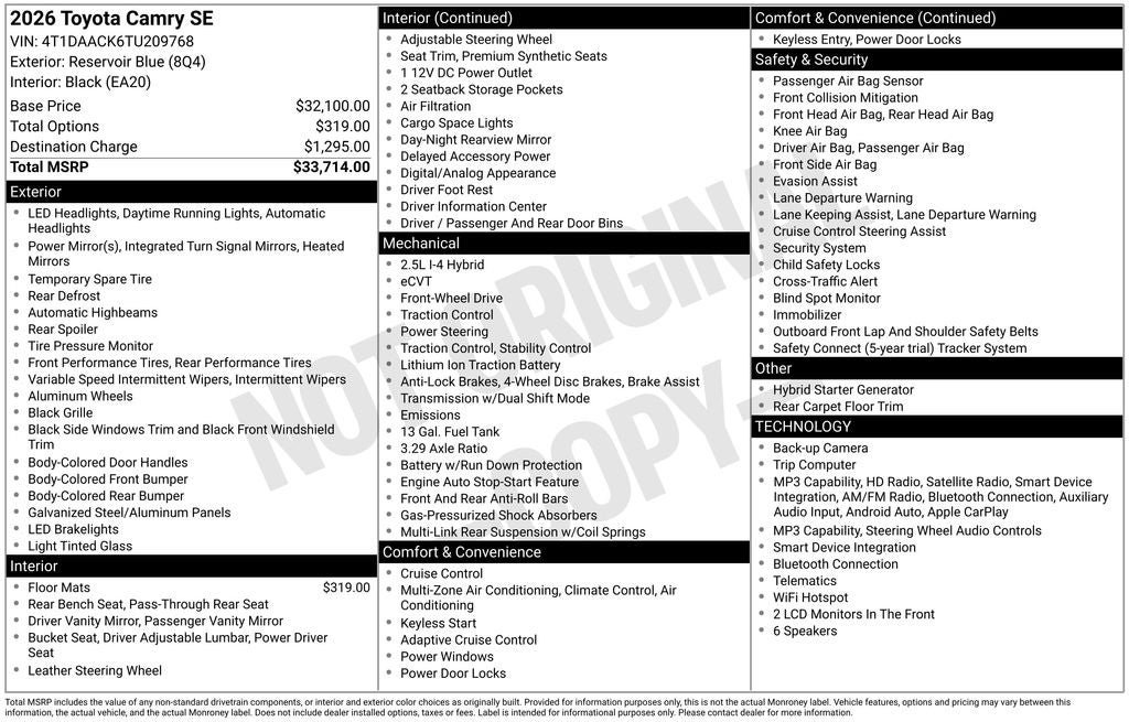 Certified 2026 Toyota Camry SE FWD image 2