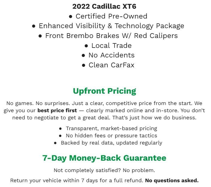 Certified 2022 Cadillac XT6 Sport w/ Technology Package image 2