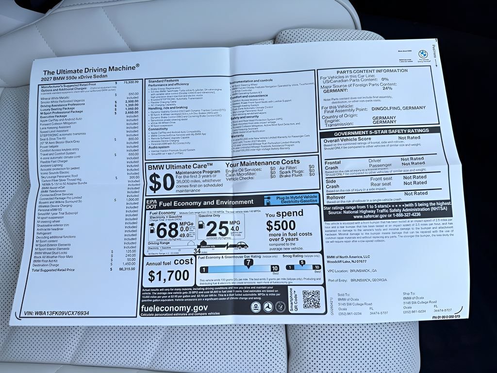 New 2027 BMW 550e xDrive w/ Executive Package AWD/4WD image 25