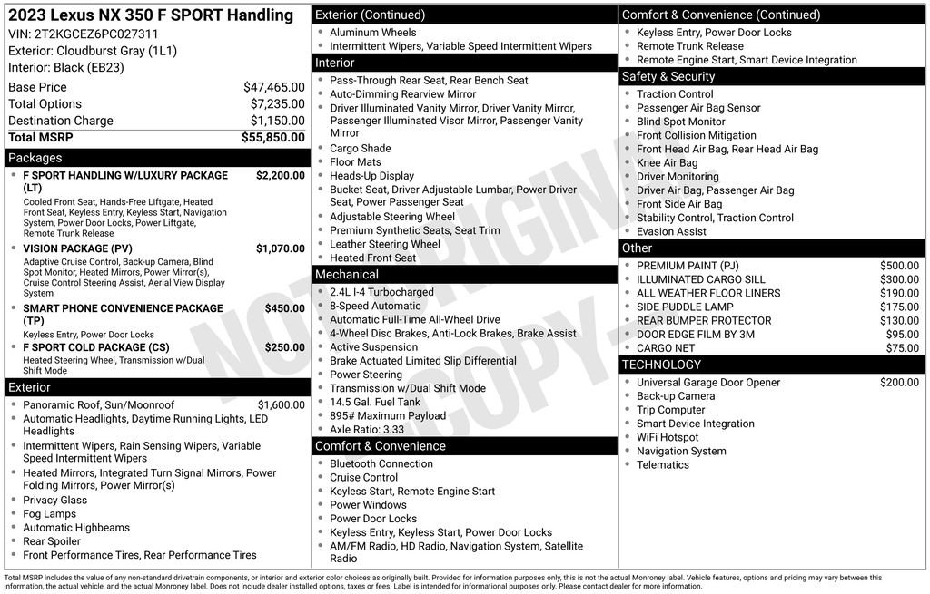 Used 2023 Lexus NX 350 F Sport AWD/4WD image 59