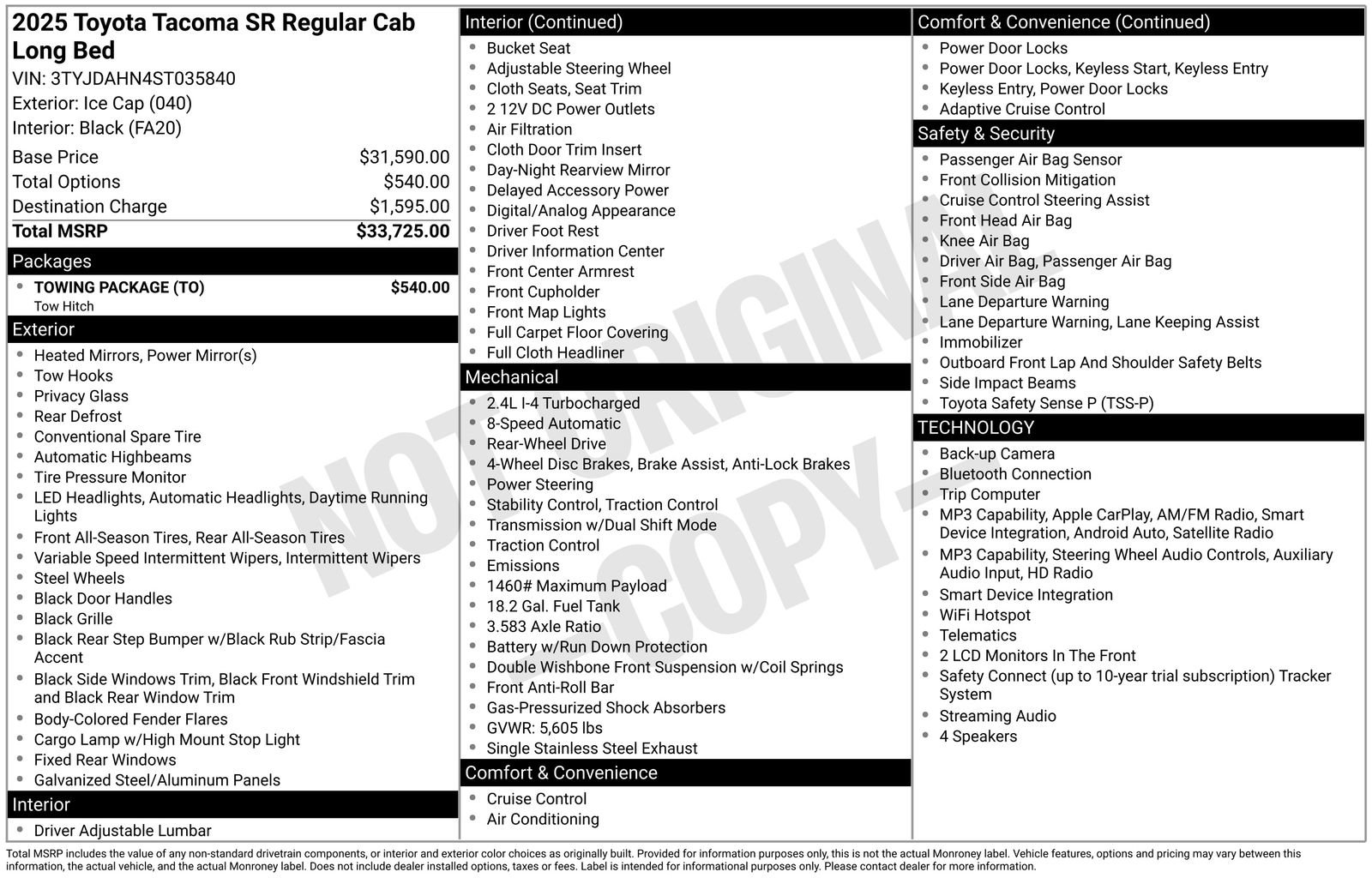 Used 2025 Toyota Tacoma SR w/ Towing Package RWD image 45