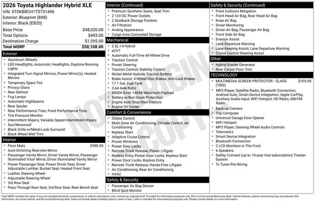 New 2026 Toyota Highlander XLE