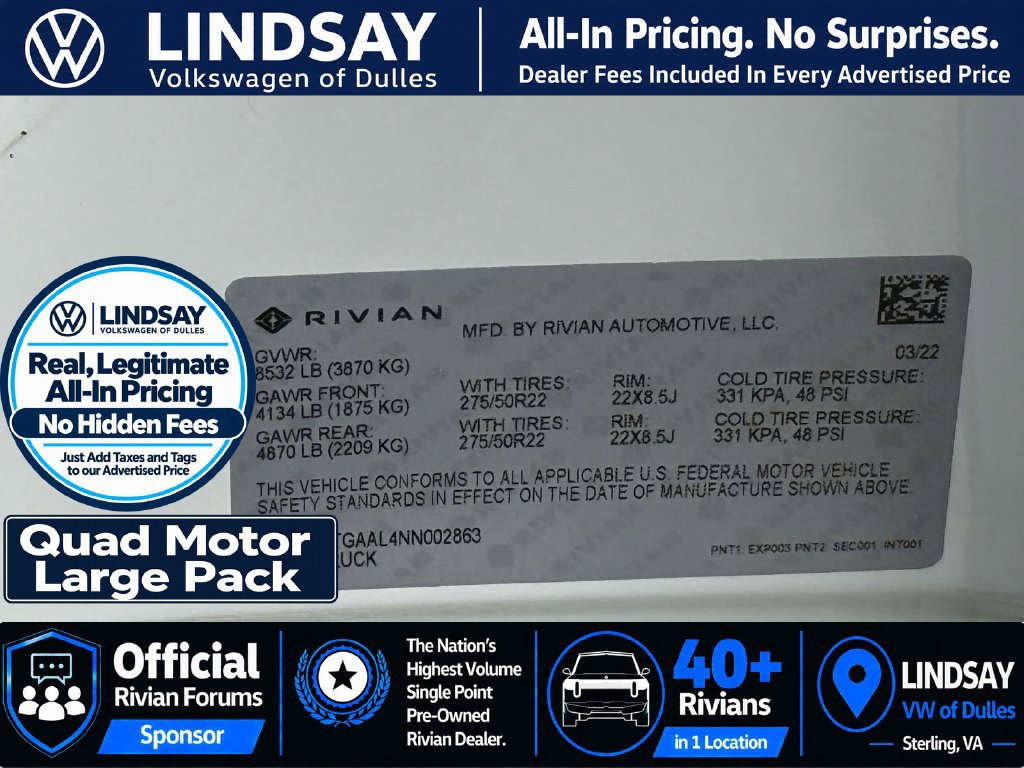 Used 2022 Rivian R1T Launch Edition AWD/4WD image 29