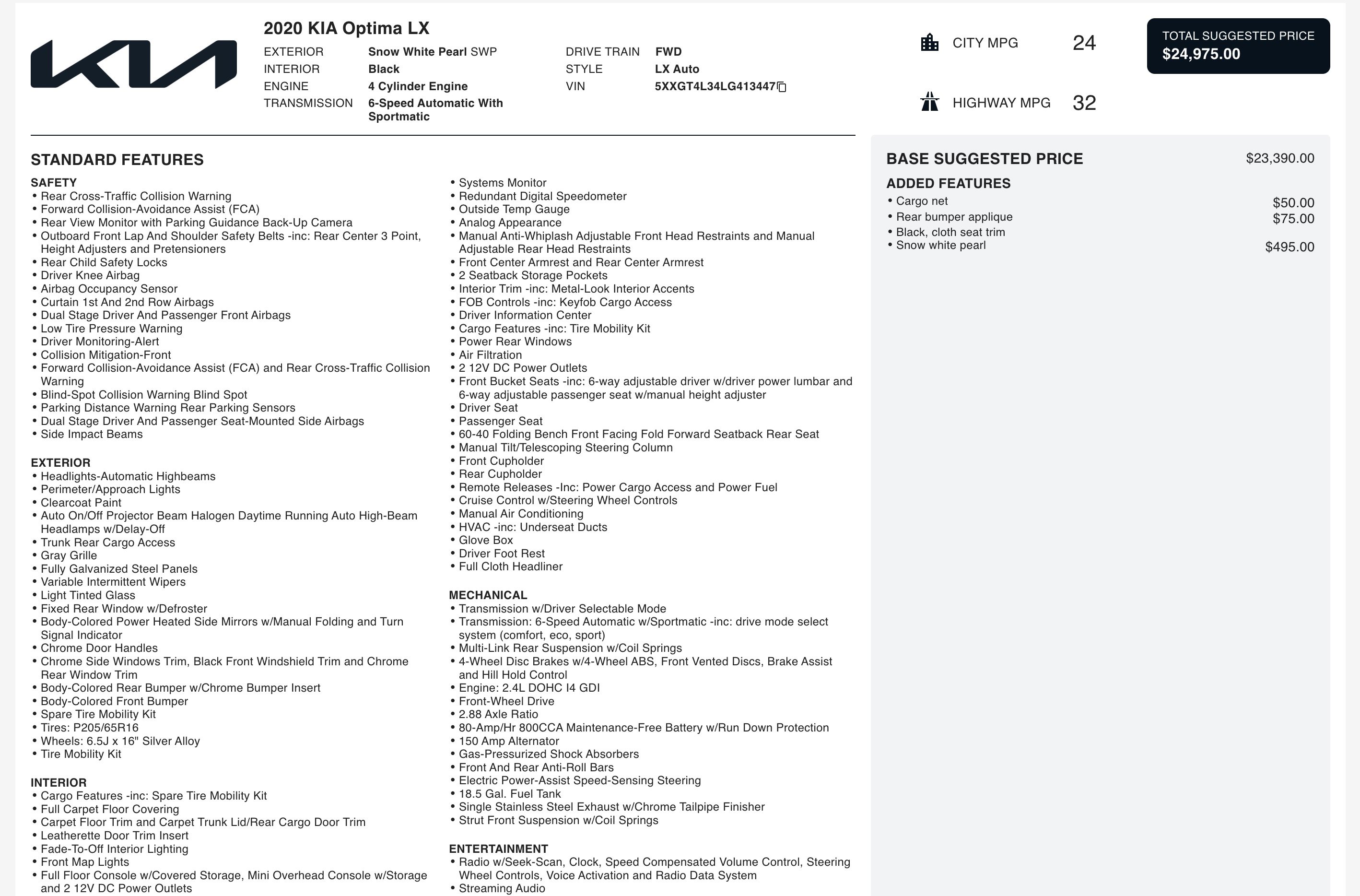 Used 2020 Kia Optima LX image 3