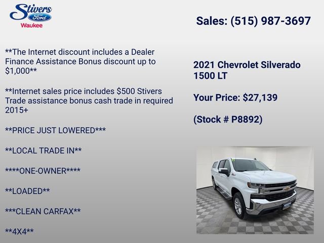 Used 2021 Chevrolet Silverado 1500 LT AWD/4WD image 8