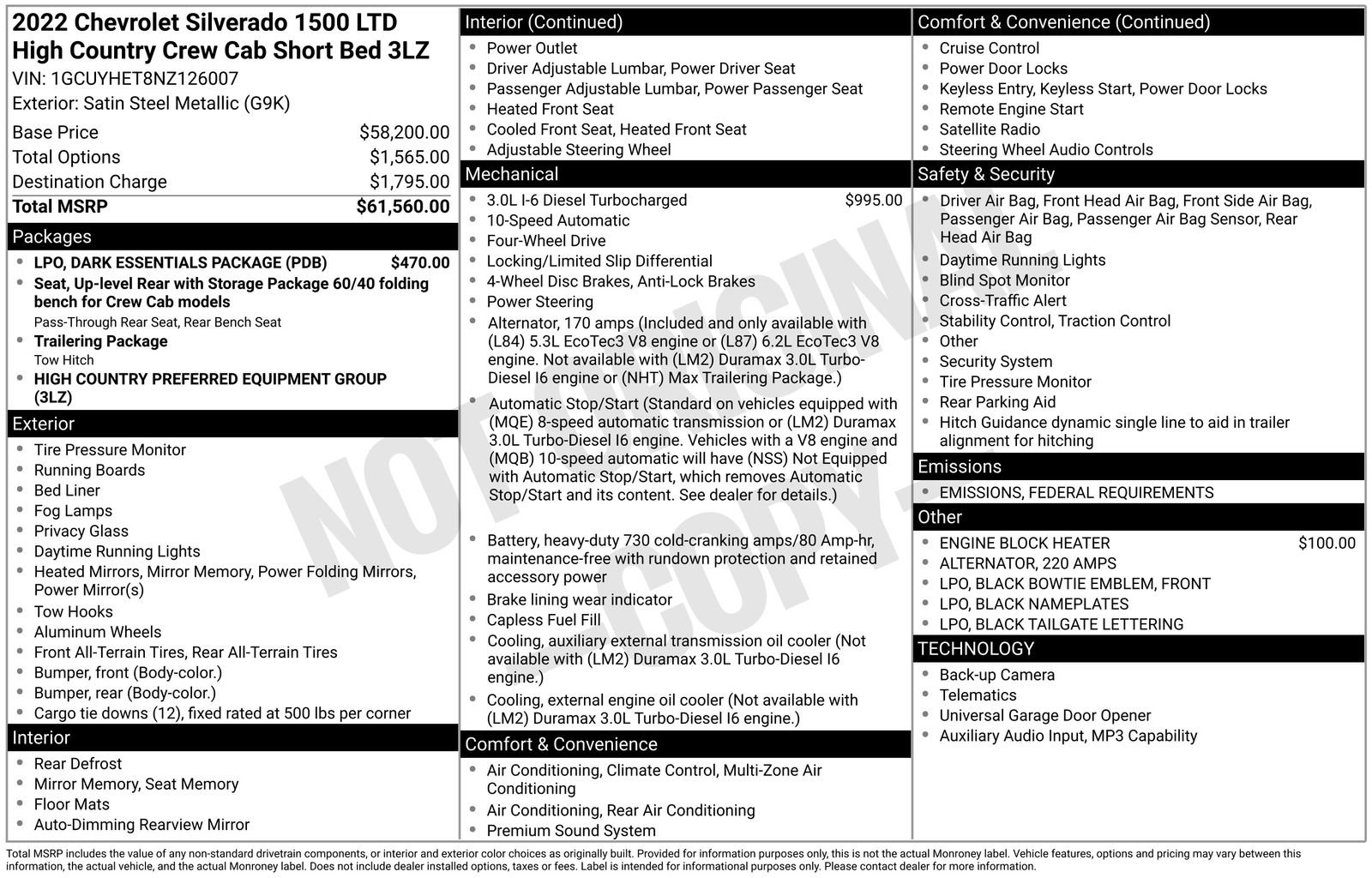 Used 2022 Chevrolet Silverado 1500 High Country w/ LPO, Dark Essentials Package image 4