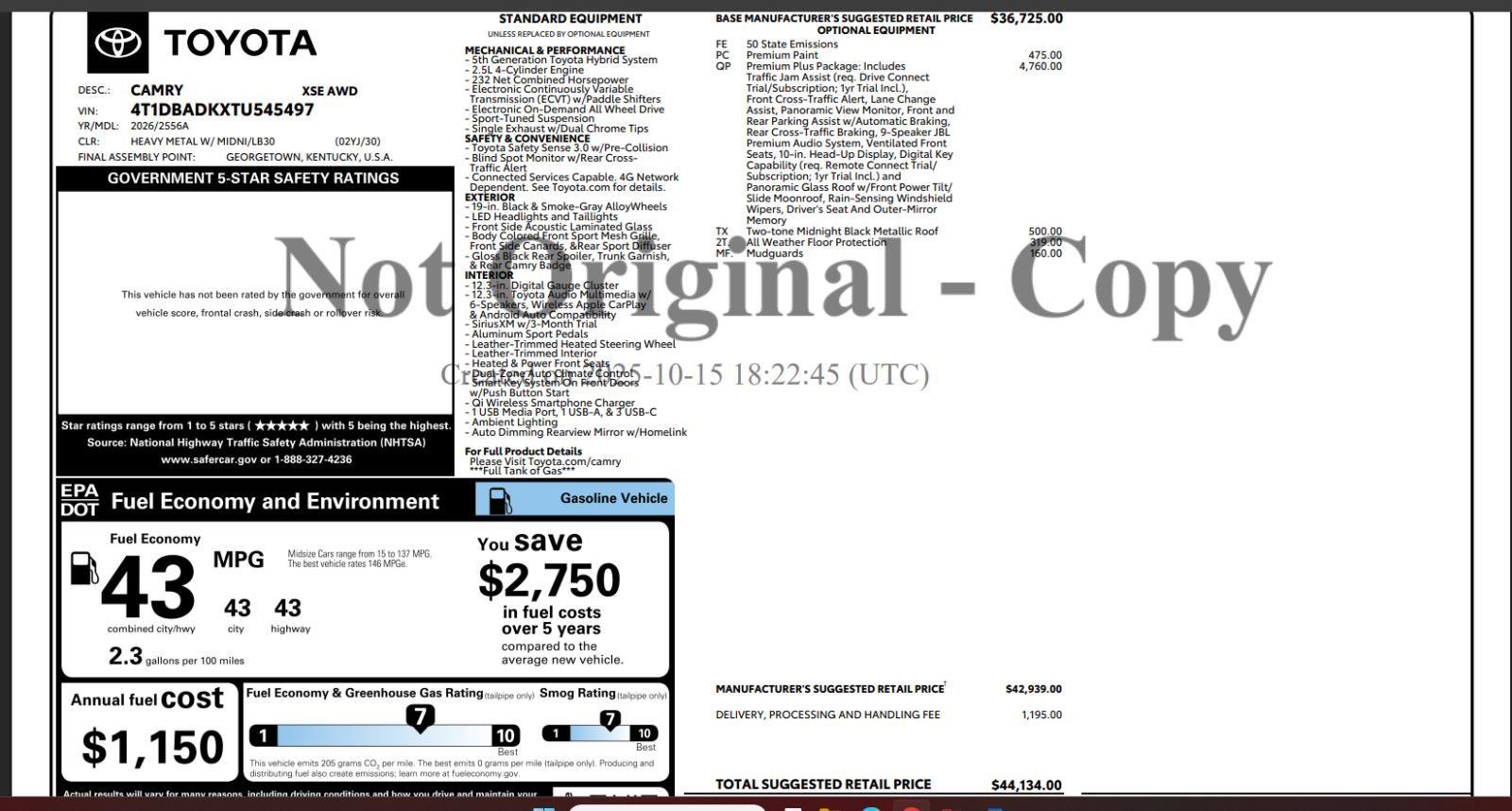 Used 2026 Toyota Camry XSE w/ Premium Plus Package image 4