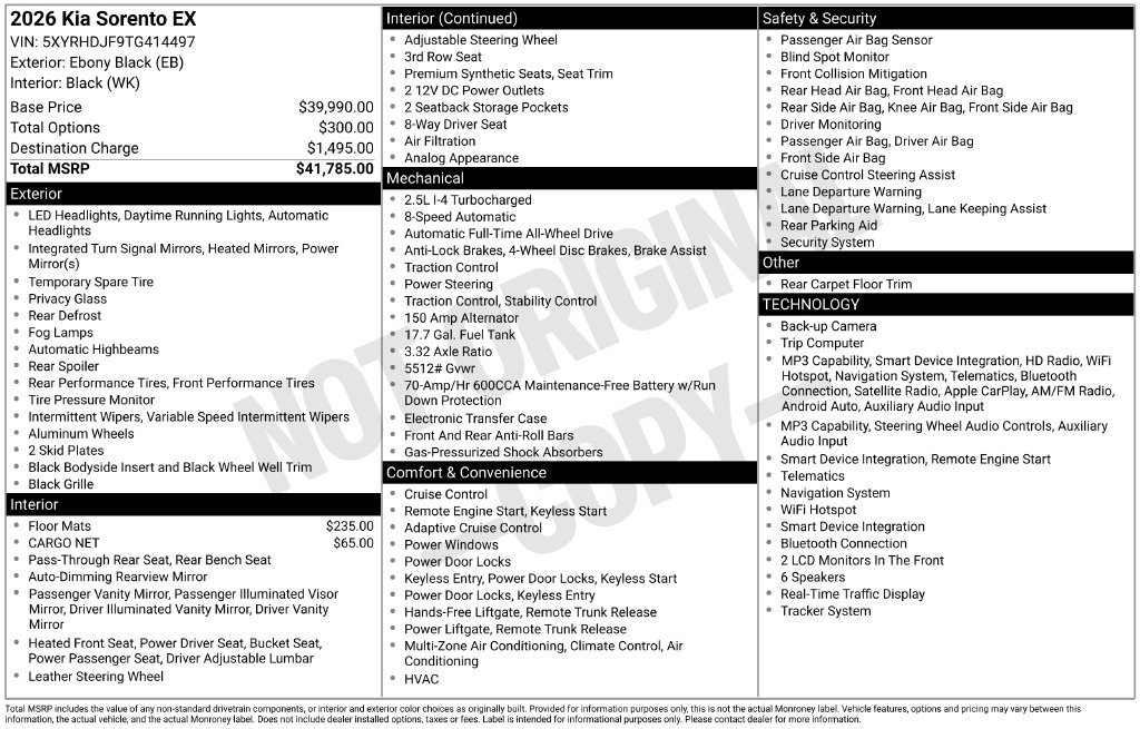 Certified 2026 Kia Sorento EX AWD/4WD image 36