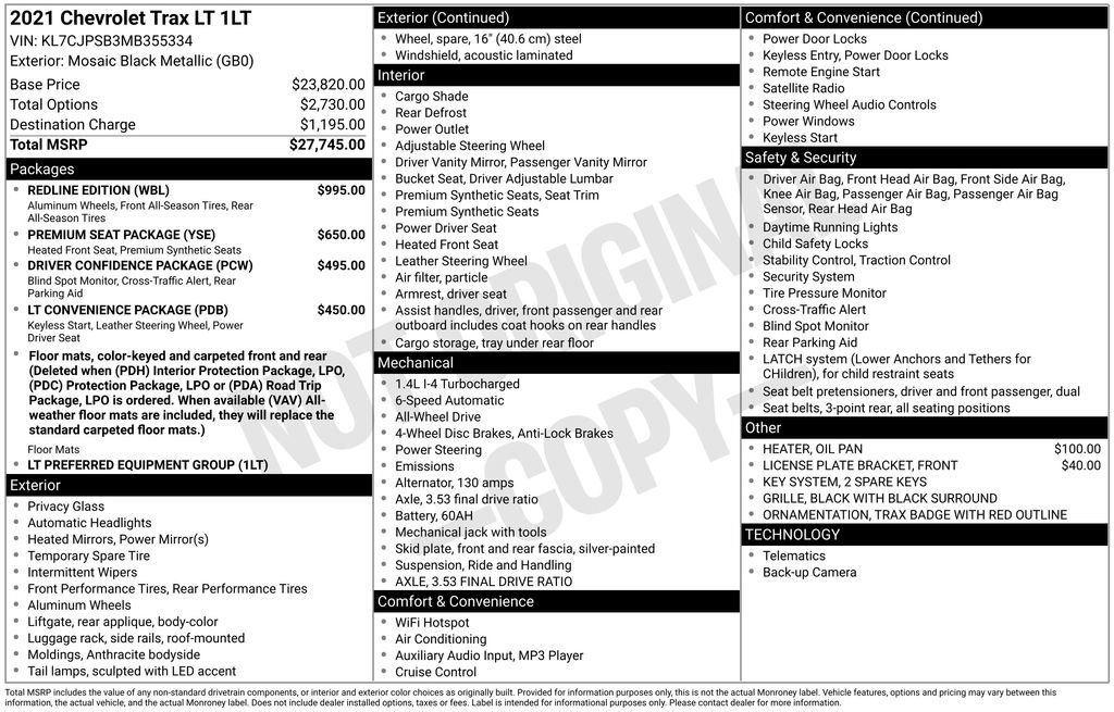 Used 2021 Chevrolet Trax LT w/ Redline Edition AWD/4WD image 40