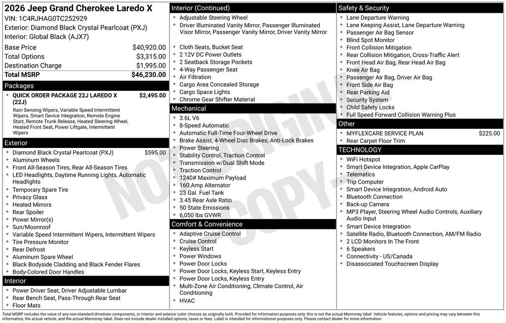 New 2026 Jeep Grand Cherokee Laredo X AWD/4WD image 36