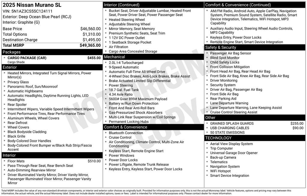 Used 2025 Nissan Murano SL w/ Cargo Package image 39