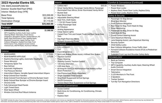 Used 2023 Hyundai Elantra SEL w/ Convenience Package FWD image 31