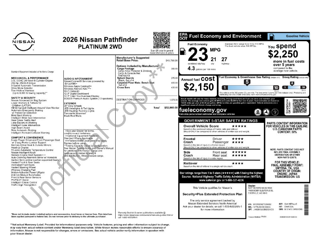 New 2026 Nissan Pathfinder Platinum w/ Cargo Package FWD image 5