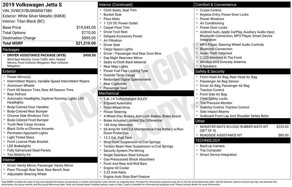 Used 2019 Volkswagen Jetta S w/ Driver Assistance Package FWD image 31