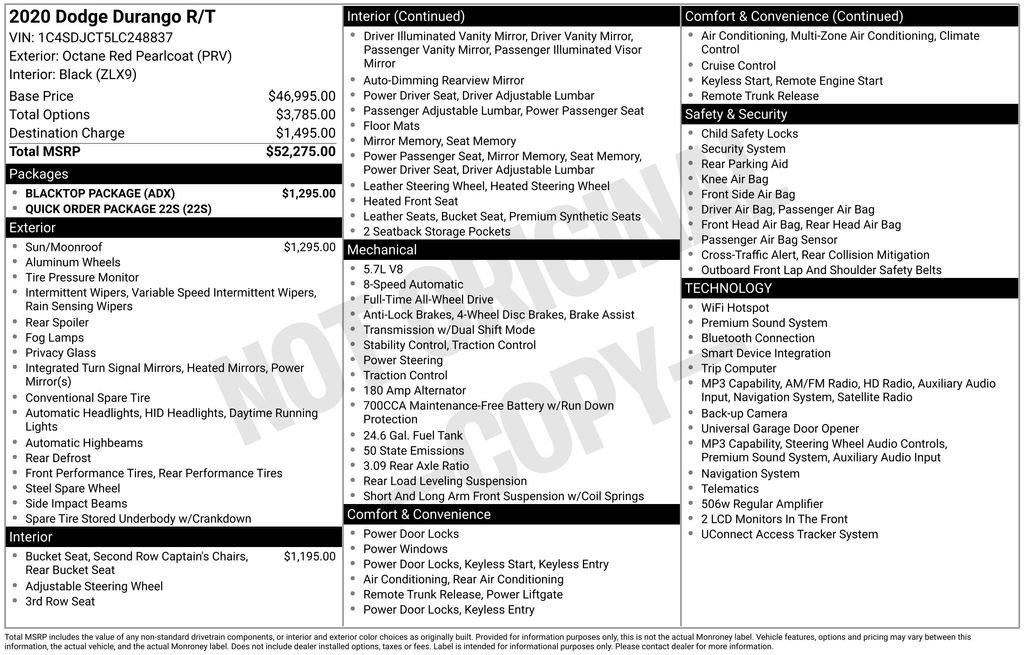 Used 2020 Dodge Durango R/T w/ Blacktop Package AWD/4WD image 28