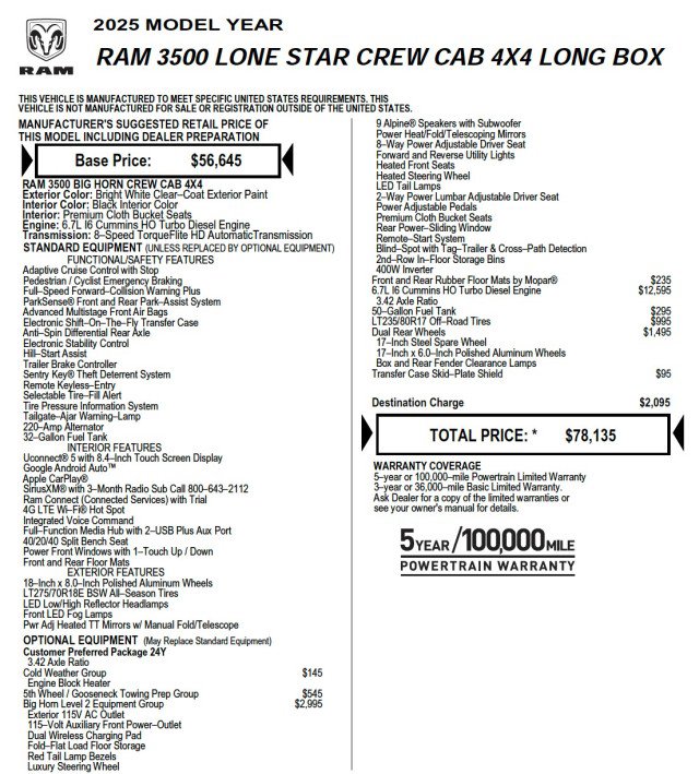 Used 2025 RAM 3500 Lone Star AWD/4WD image 9