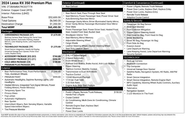 Used 2024 Lexus RX 350 Premium Plus w/ Convenience Package FWD image 34