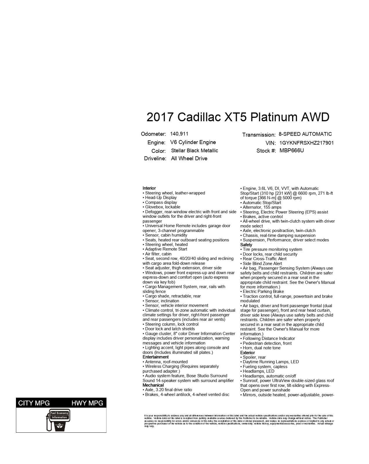 Used 2017 Cadillac XT5 Platinum image 32