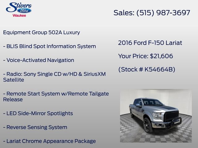 Used 2016 Ford F150 Lariat w/ Equipment Group 502A Luxury AWD/4WD image 8
