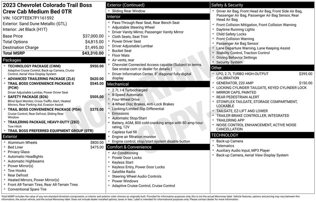 Used 2023 Chevrolet Colorado Trail Boss w/ Technology Package AWD/4WD image 27
