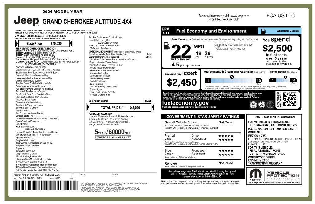 Used 2024 Jeep Grand Cherokee Altitude AWD/4WD image 2