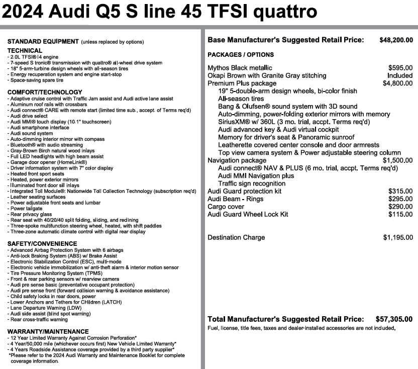 Certified 2024 Audi Q5 2.0T Premium Plus w/ Premium Plus Package AWD/4WD image 1