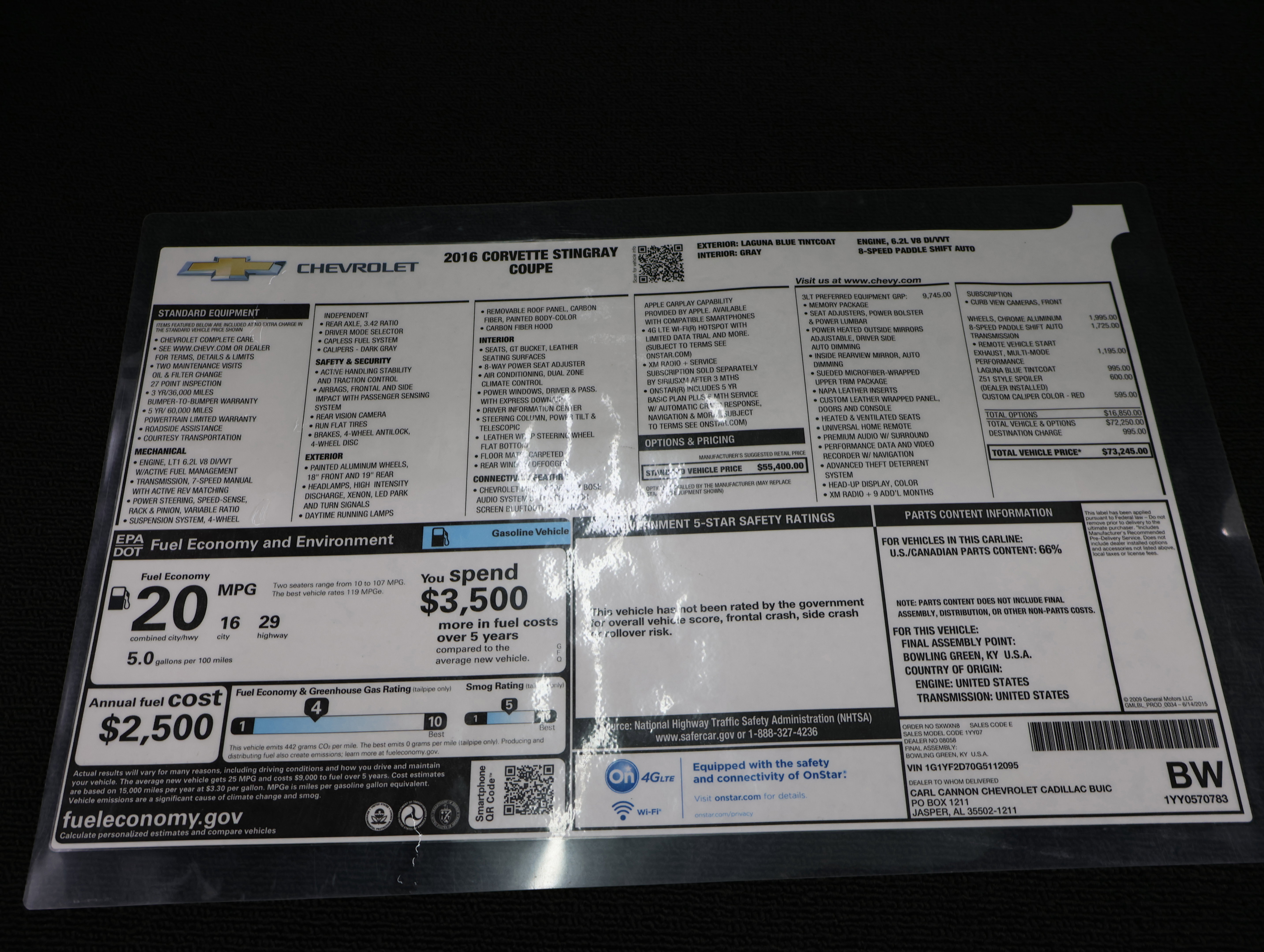 Used 2016 Chevrolet Corvette Stingray Coupe w/ 3LT Preferred Equipment Group image 29