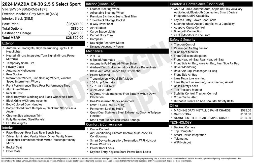 Used 2024 MAZDA CX-30 AWD 2.5 S w/ Select Sport Pkg image 22