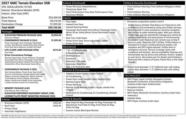 New 2027 GMC Terrain Elevation w/ Elevation Premium Package AWD/4WD image 4