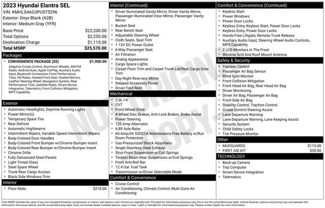 Used 2023 Hyundai Elantra SEL w/ Convenience Package FWD image 5