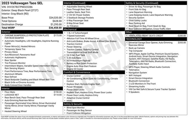 Certified 2023 Volkswagen Taos SEL AWD/4WD image 37