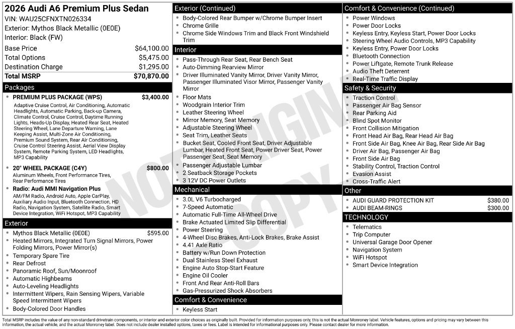 Certified 2026 Audi A6 Premium Plus w/ Premium Plus Package AWD/4WD image 6