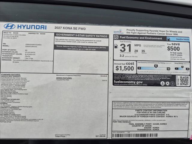 New 2027 Hyundai Kona SE FWD image 17