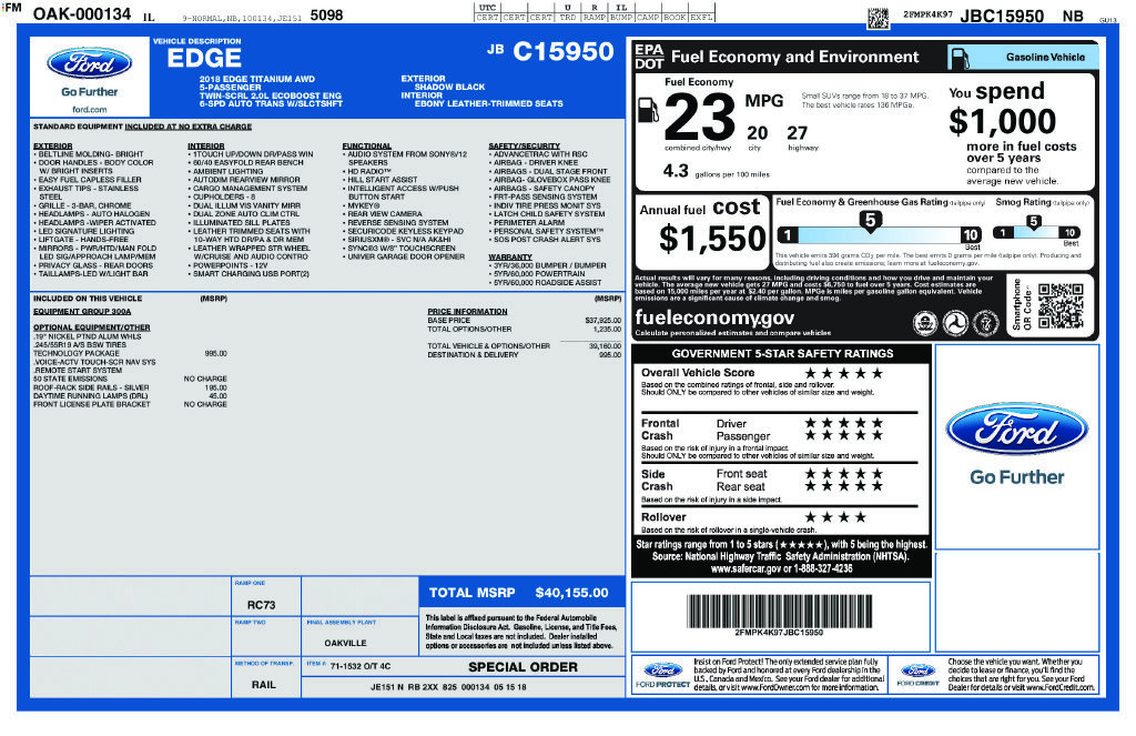 Used 2018 Ford Edge Titanium w/ Technology Package AWD/4WD image 4