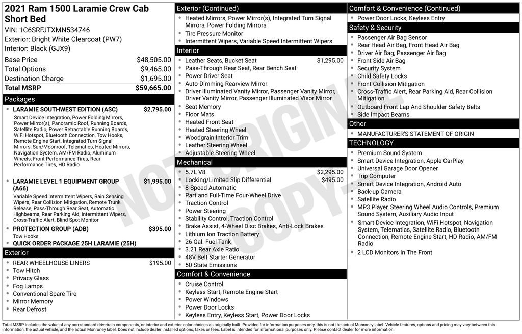 Used 2021 RAM 1500 Laramie w/ Laramie Southwest Edition AWD/4WD image 42