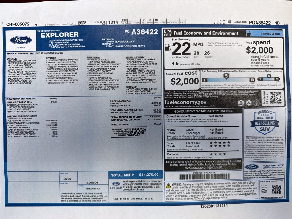 Used 2023 Ford Explorer Limited w/ Equipment Group 301A AWD/4WD image 32