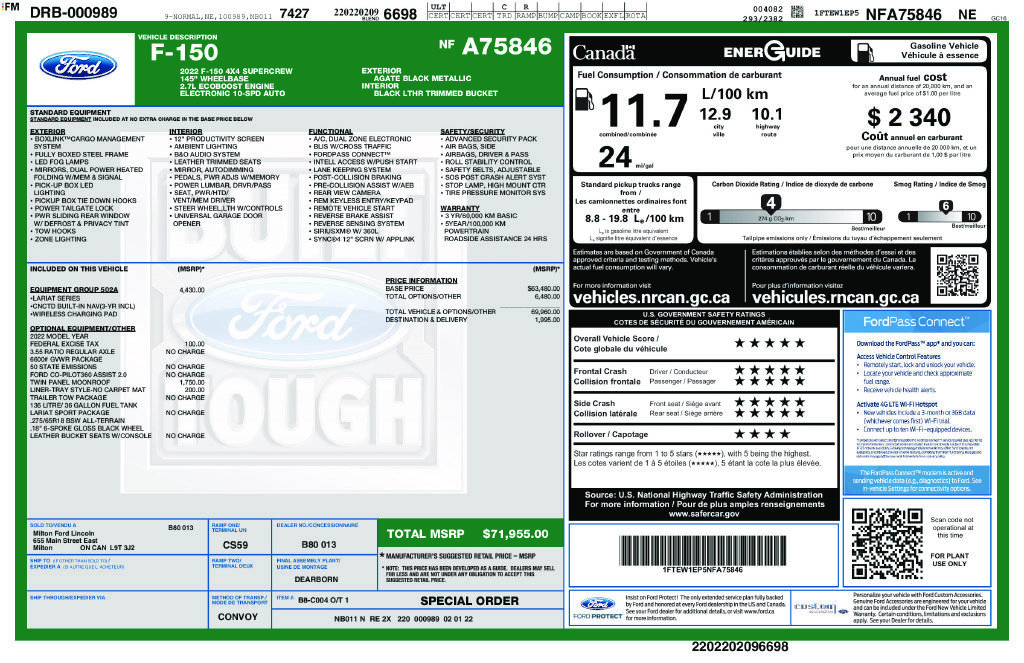 Used 2022 Ford F150 Lariat w/ Equipment Group 502A High AWD/4WD image 7