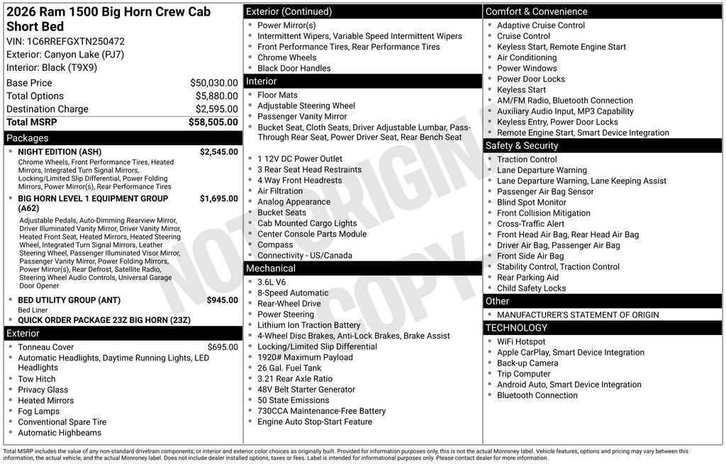 Used 2026 RAM 1500 Big Horn w/ Night Edition RWD image 9
