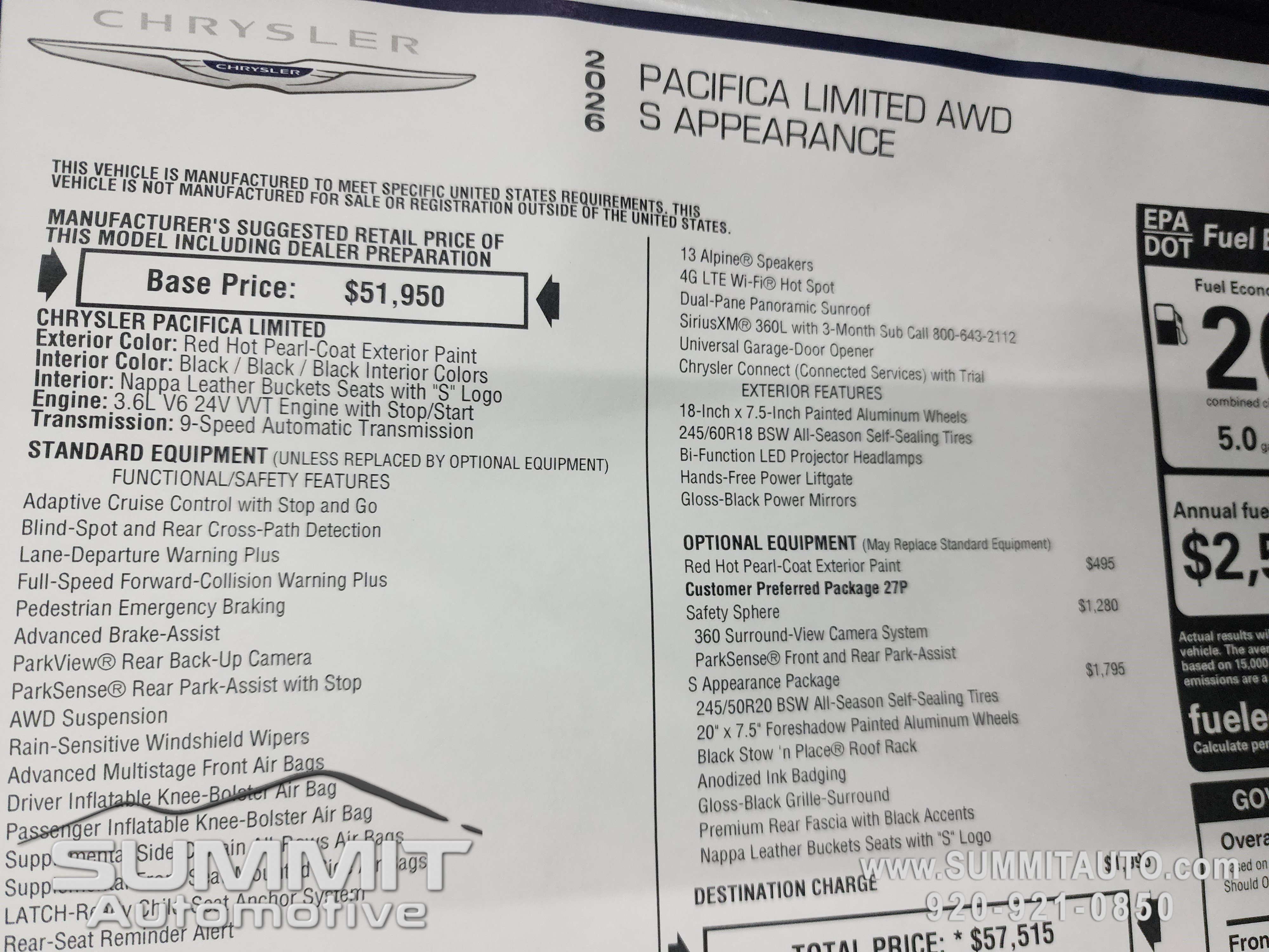 New 2026 Chrysler Pacifica Limited w/ S Appearance Package image 42