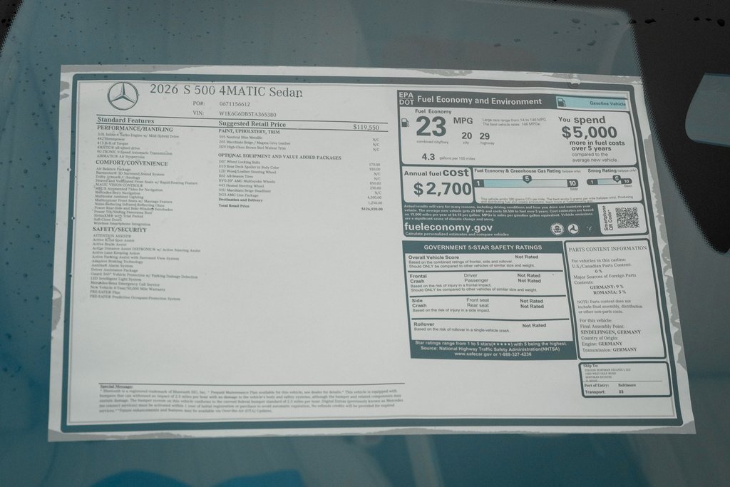 New 2026 Mercedes-Benz S 500 4MATIC image 24