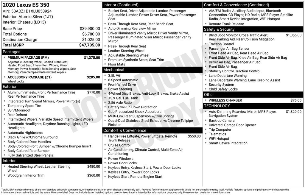 Used 2020 Lexus ES 350 w/ Premium Package image 19