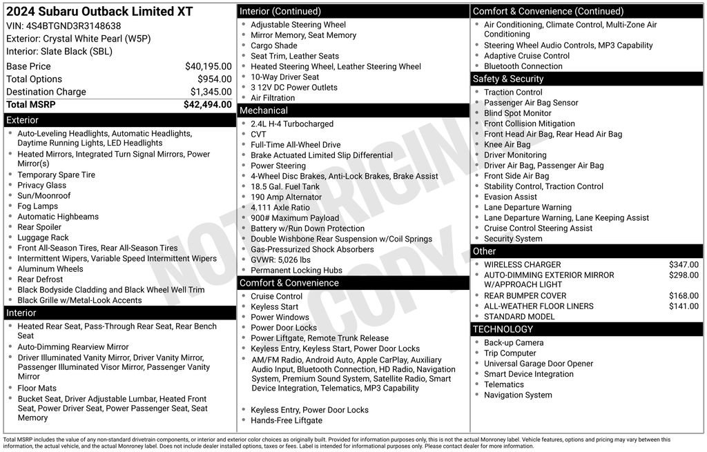 Used 2024 Subaru Outback Limited XT image 45