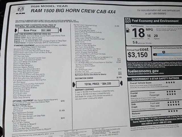New 2026 RAM 1500 Big Horn AWD/4WD image 18