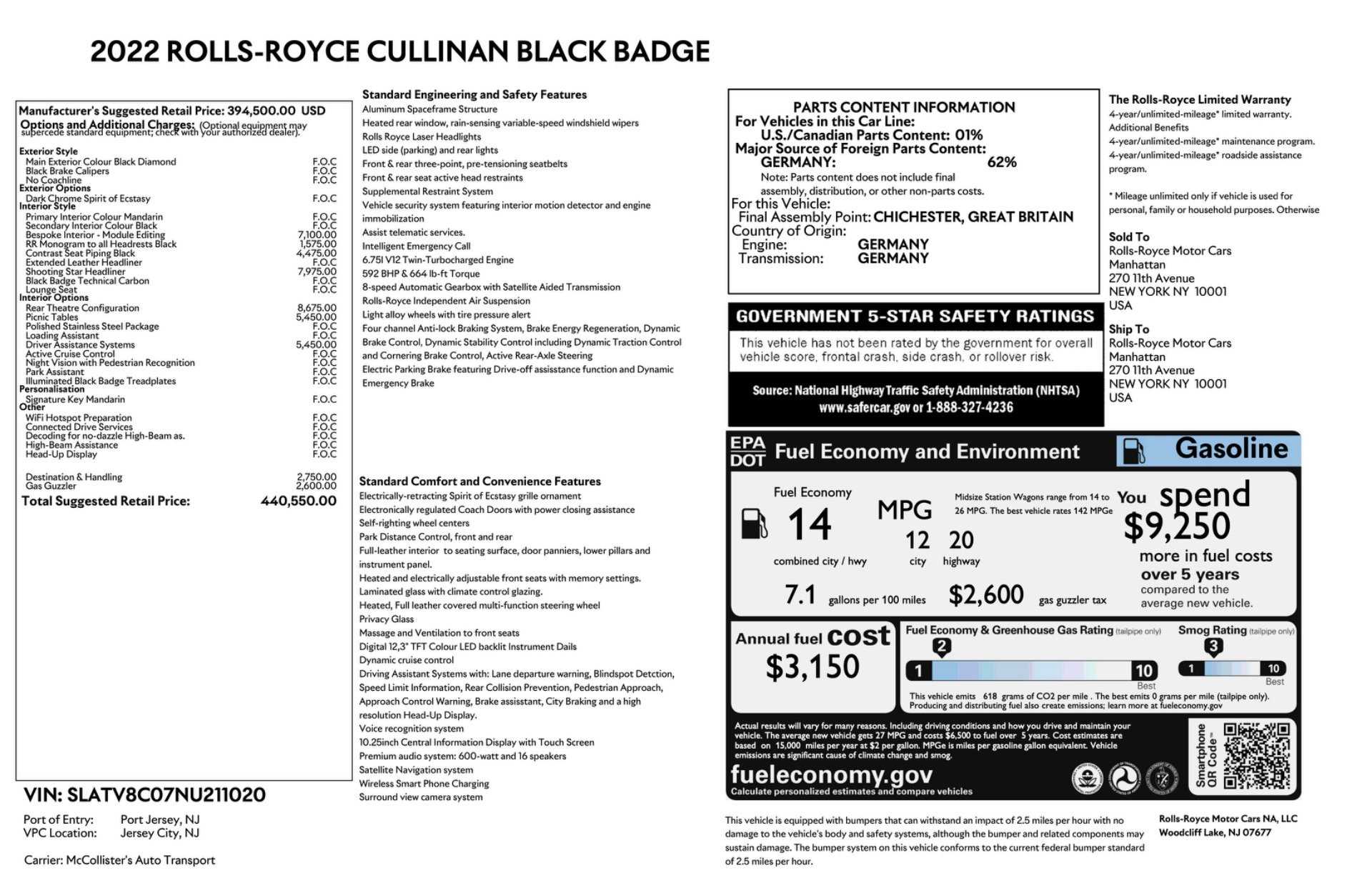 Used 2022 Rolls-Royce Cullinan Black Badge