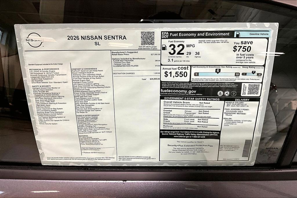 New 2026 Nissan Sentra SL w/ Floor Mat Package image 14