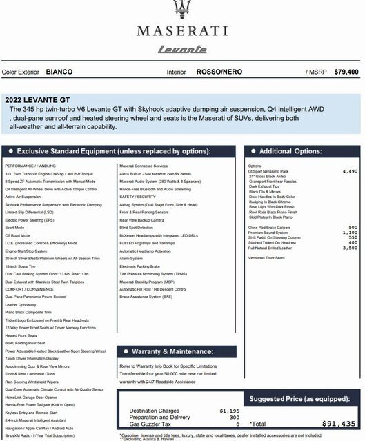 Certified 2022 Maserati Levante GT