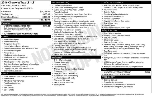 Used 2016 Chevrolet Trax LT w/ LT Convenience Package image 7