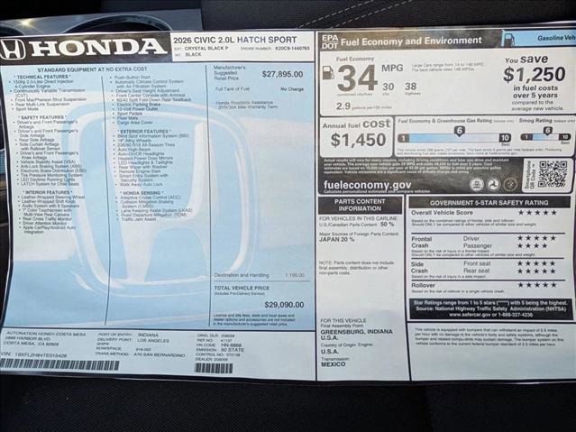 New 2026 Honda Civic Sport image 17