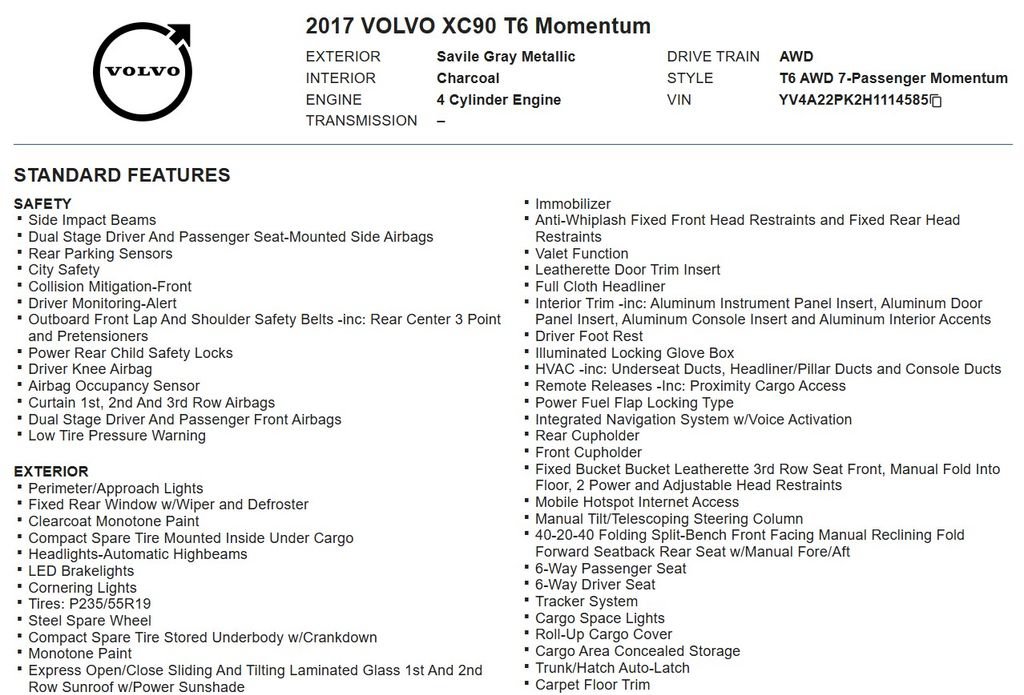 Used 2017 Volvo XC90 T6 Momentum w/ Vision Package AWD/4WD image 18