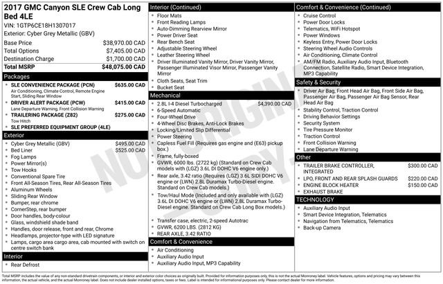Used 2017 GMC Canyon SLE w/ SLE Convenience Package AWD/4WD image 31